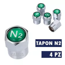 4pz Tapon Metalico Nitrogeno N2 Cromado Válvula Llanta Auto