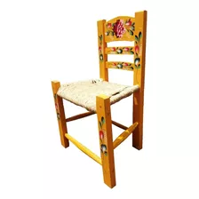 Silla De Madera Artesanal Tejida Con Fibras Vegetales Tule!!