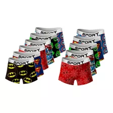 Kit 12 Cueca Box Boxer Super Heróis Menino Microfibra