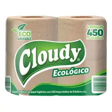 Papel Higiénico Cloudy Ecológico 60 Rollos De 450h C/u