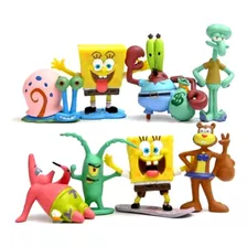 8 Bonecos Bob Esponja Patrick Lula Molusco Sirigueijo Sandy