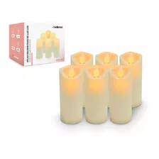 Redlemon Paquete De 6 Velas Led Largas De Pilas, Flama Realista Con Movimiento Y Baterías Aa Incluidas, Libres De Humo, 100% Seguras, Hasta 500 Horas De Luz Ininterrumpida. Ideales Para Restaurantes,