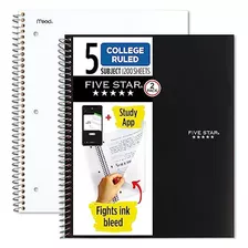 Five Star Spiral Notebooks, 5 Asunto, Papel Colegio Dictamin