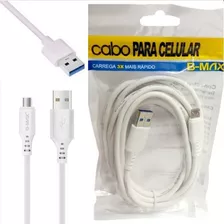 Cabo Usb Micro Usb V8 Carrega 3x Mais Rápido Bmax 2 Metros Cor Branco