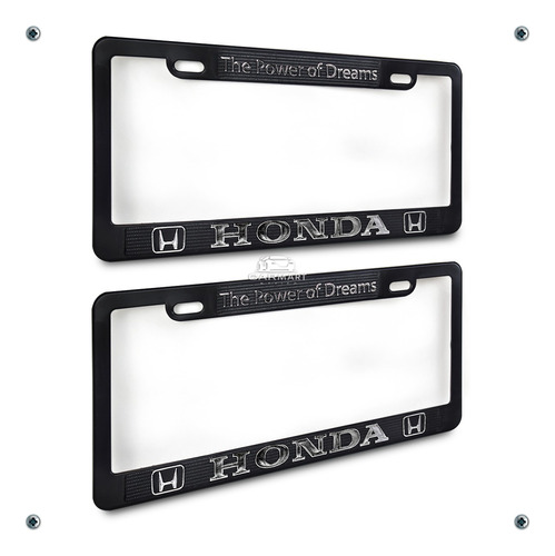 Marcos Porta Placas Plstico Negro Letra Cromada H0nda Foto 2