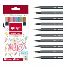 Set 10 Marcadores Brush Pen Colores Pastel Filgo Lettering