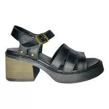 Sandalias Taco Separado Viamo Mujer Metallic Cuero 