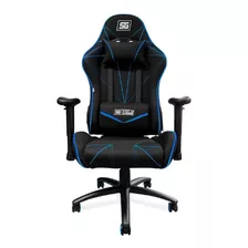 Silla De Escritorio Vorago Cgc-500 Gamer Ergonómica Negra Y Azul Con Tapizado De Tela