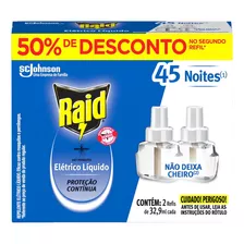 Refil Repelente Líquido Elétrico 45 Noites 2 Unidades 32,9ml Cada Raid