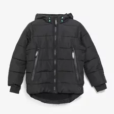 Campera Negra Niño Talle 2 Abrigada Con Capucha Y Puños Yamp