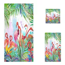 Naanle Tropical Exotic Flamingo Leaves Soft Luxury Juego Dec