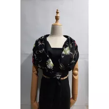 Pañuelo Con Bordado De Flores / Moda / Mujer / Echarpe 