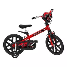 Bicicleta Com Rodinhas Power Game Pro Resistente Bandeirante Cor Preto E Vermelho