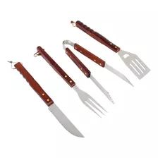 Kit De Herramientas Para Asado 4 Piezas Con Tabla