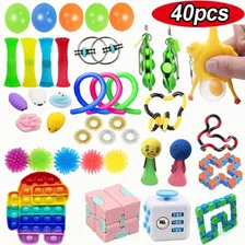 Kit Arco-íris Brinquedos Pop It Fidget 40 Unidades/conjunto