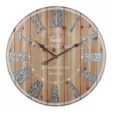 Reloj De Pared Mdf Aguja 68 Cm Ø X 4.5 Cm Espesor Rustico