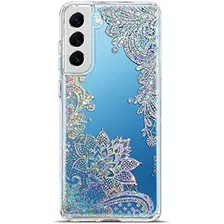 Coolwee Clear Glitter Para Galaxy S22 Case Thin Flower Slim 