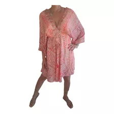 Vestido Indiano Kaftan Curto Bordados Em Seda