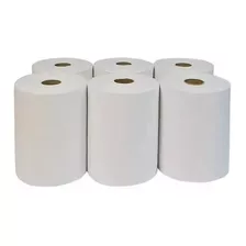 6 Rolos Toalha De Papel Em Bobina 20x200 Branco Comum