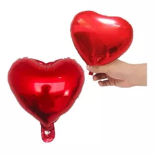 50 Balão Metalizado Coração Vermelho 22cm Peq Centro De Mesa