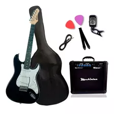 Kit Completo Guitarra Stratocaster Winner Preta + Acessórios