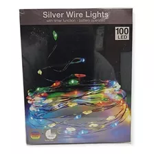 100 Luces Led Multicolor Racimo A Pila Cable Alambre