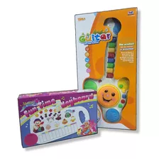 Kit Guitarrinha Infantil E Piano C/ Som De Animais Educativo