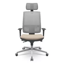 Cadeira Presidente Brizza Tela Cinza Aluminio Slider Fendi