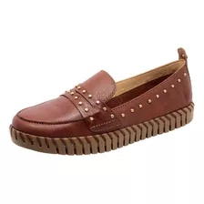 Sapato Mocassim Com Rebites Decorado Couro Slip On Bottero