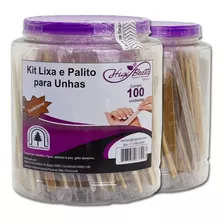 Kit Lixa E Palito Para Unha - 100 Unidades