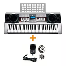 Teclado Organo Musical Mk922 61 Teclas 5 Octavas + Fuente Color Plateado