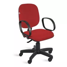 Cadeira Diretor Giratória Braços Tecido Vermelho