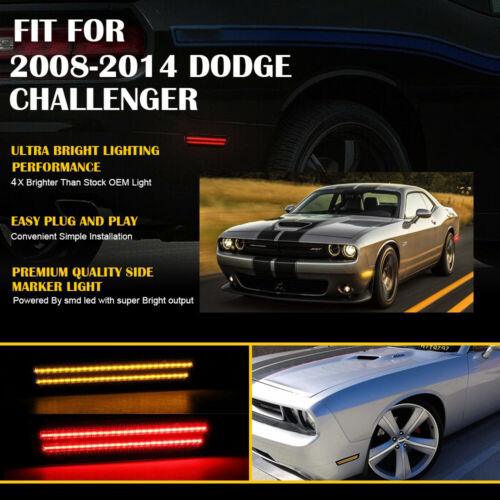 For 11-14 Dodge Charger Smoked Led Rear Bumper Side Mark Aab Foto 7