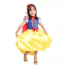 Vestido Fantasia Princesa Branca De Neve Com Capa E Tiara