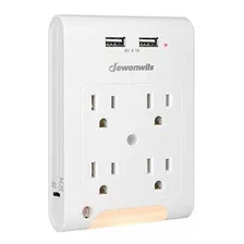 Dewenwils Multi Outlet Adapter With 2 Usb