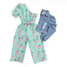 Macacão Macaquinho Feminino Infantil Mini Diva +jaqueta Luxo