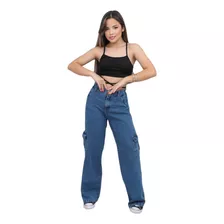 Calça Jeans Cargo Juvenil Menina Feminina Moda Blogueira
