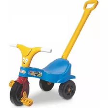 Motoca Infantil Triciclo Azul Com Empurrador