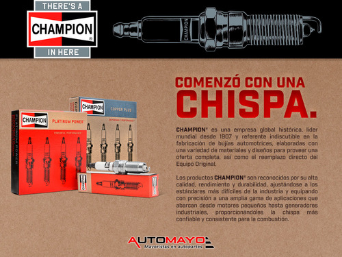 Kit 4 Bujas Encendido Cobre Champion 95 1.7l V4 69-73 Foto 3