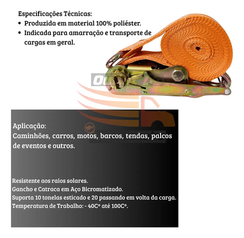 Cinta De Amarração Com Catraca E Gancho J 10 Toneladas — foto 2