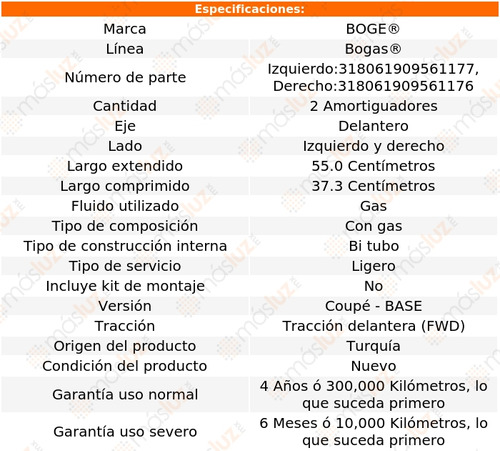 Kit 2 Amortiguadores Gas Del 406 V6 3.0l 01/02 Boge Bogas Foto 2