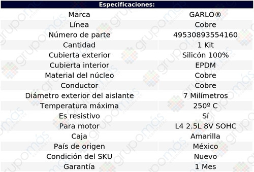 Cable Bujia Garlo Cobre Caravelle L4 2.5l 8v Sohc 88 Foto 2