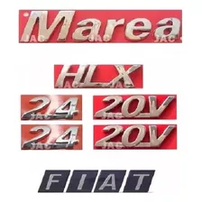 Kit Emblemas Fiat P/ Mala + Marea + Hlx + 2x 2.4 20v 01 / 07