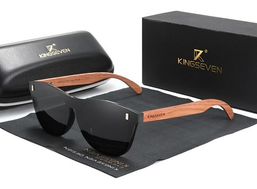 Óculos De Sol Kingseven Haste De Madeira Polarizado Uv400