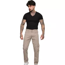 Calça Masculina Cargo Bolso Lateral Caqui