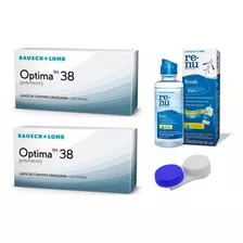 1 Par Lentes De Contato Optima 38 Anual Incolor Grau +brinde