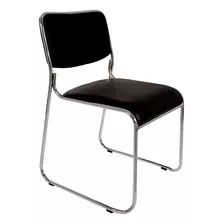 Cadeiras Interlocutor Empilhável Pelegrin Pel-1114 Preta Cor Preto Material Do Estofamento Couro Pu
