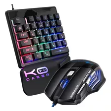 Teclado Para Jogos Uma Mão + Mouse Led 3200dpi X7 Gaming