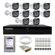 Kit 10 Câmeras Tudo Forte Full Hd Dvr 16 Canais Com Hd 500gb