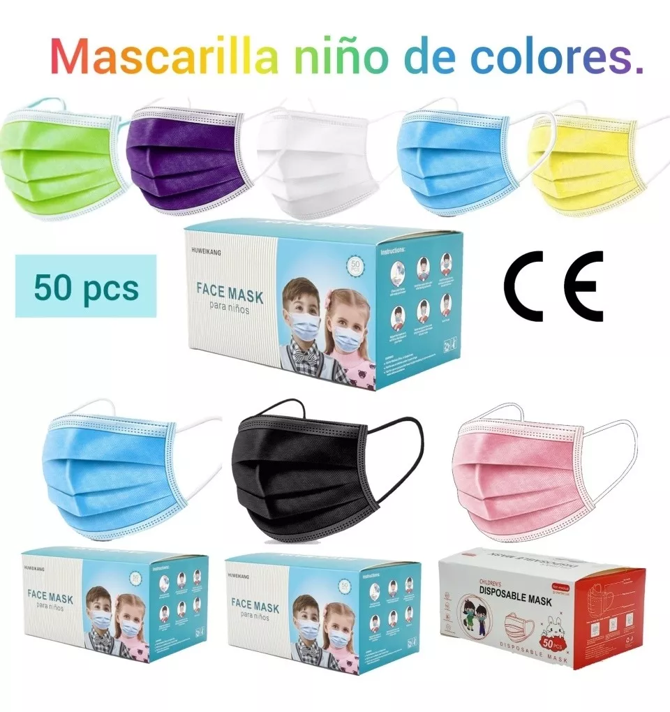 Mascarilla Desechable 50 Unidades Certificada Colores